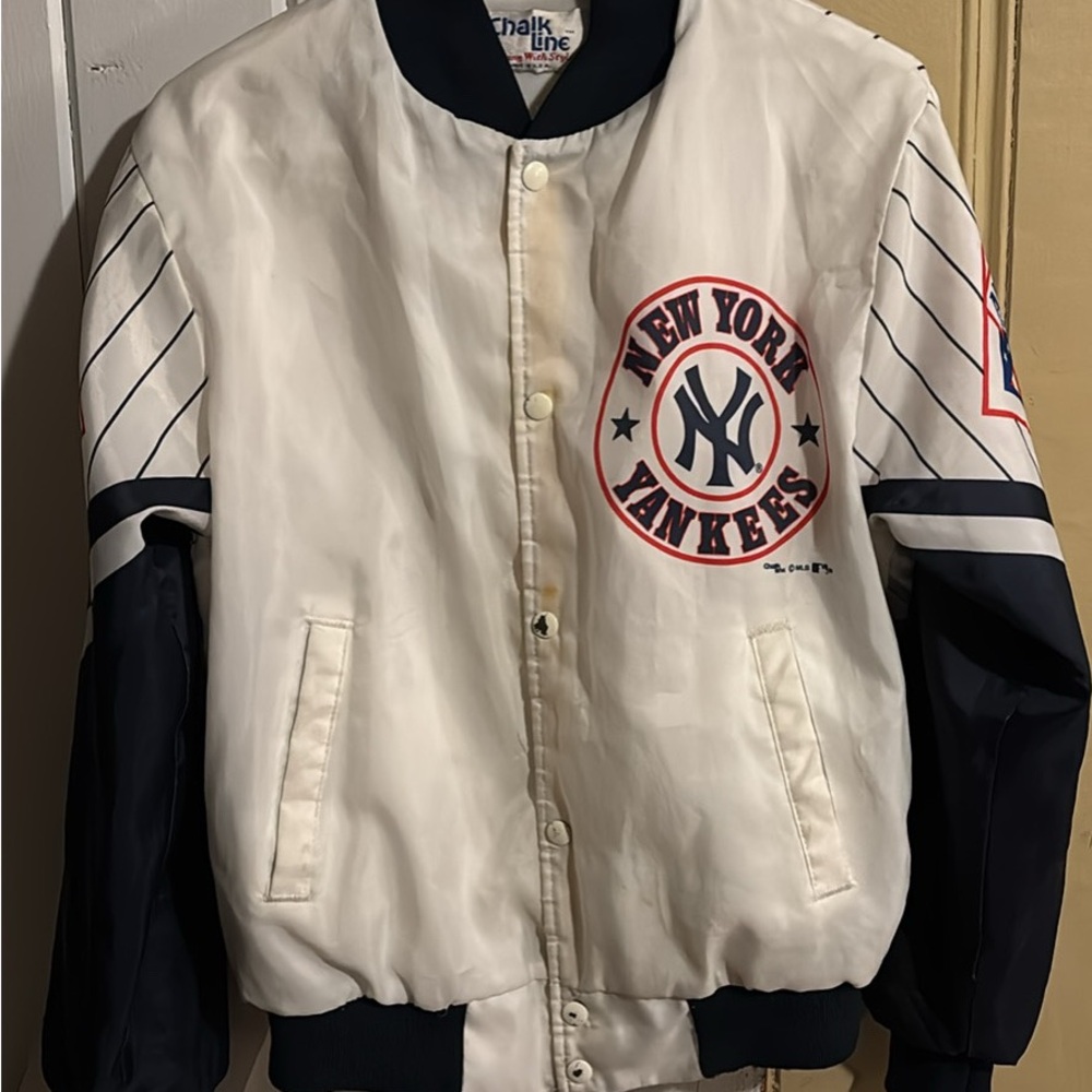 New York Yankees White and Navy Bomber Jacket